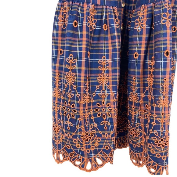 Anthropologie Plaid Embroidered Midi Dress XXS - Picture 6 of 7